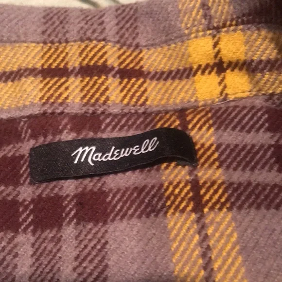 Madewell L Twill Oversized Shirt-Jacket Yellow Gray Rust Plaid EUC - Picture 4 of 4